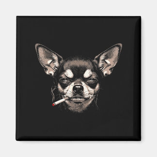 Lustiger Chihuahua-Meme-Hund raucht Zigarette Männ Magnet