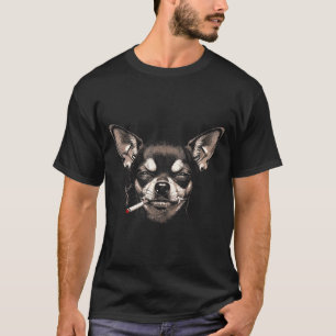 Lustiger Chihuahua-Meme Hund raucht Zigarette Männ T-Shirt