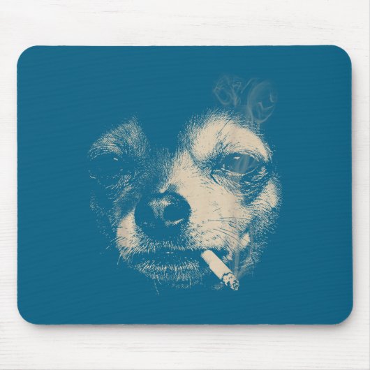 Lustiger Chihuahua-Meme Hund raucht Zigarette Mousepad (Vorne)