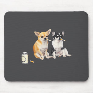 Lustiger Chihuahua-Meme Hund raucht Zigarette Mousepad