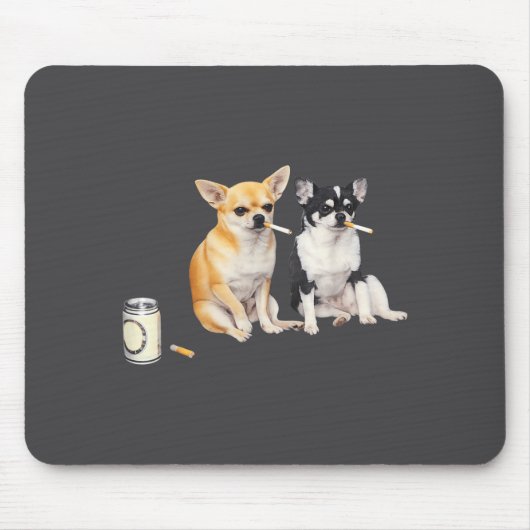 Lustiger Chihuahua-Meme Hund raucht Zigarette Mousepad (Vorne)
