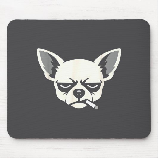 Lustiger Chihuahua-Meme Hund raucht Zigarette Mousepad (Vorne)
