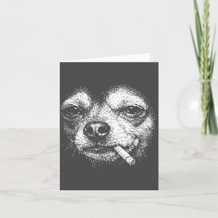 Lustiger Chihuahua-Meme-Hund raucht Zigarette Retr Dankeskarte