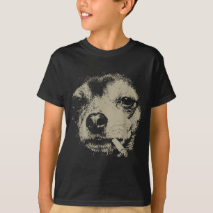 Lustiger Chihuahua-Meme-Hund raucht Zigarette T-Shirt