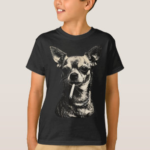 Lustiger Chihuahua-Meme-Hund raucht Zigarette T-Shirt