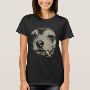 Lustiger Chihuahua-Meme Hund raucht Zigarette T-Shirt