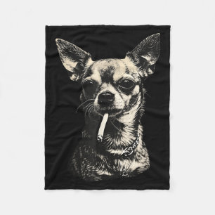Lustiger Chihuahua-Meme mit Hund, der Zigarette ra Fleecedecke