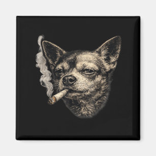 Lustiger Chihuahua-Meme mit Hund, der Zigarette ra Magnet