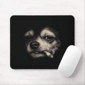 Lustiger Chihuahua-Meme mit Hund, der Zigarette ra Mousepad (Mit Mouse)