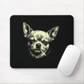 Lustiger Chihuahua-Meme mit Hund, der Zigarette ra Mousepad (Mit Mouse)