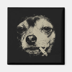 Lustiger Chihuahua-Meme mit rauchendem Hund und Zi Magnet