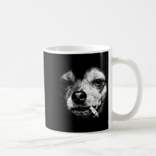 Lustiger Chihuahua-Meme Vintage Hund raucht Zigare Kaffeetasse