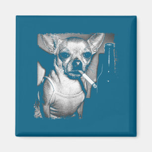 Lustiger Chihuahua-Meme Vintage Hund raucht Zigare Magnet