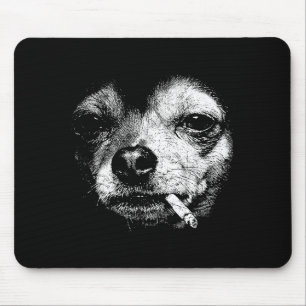 Lustiger Chihuahua-Meme Vintage Hund raucht Zigare Mousepad