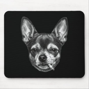 Lustiger Chihuahua-Meme Vintage-Hund raucht Zigare Mousepad