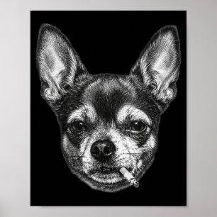 Lustiger Chihuahua-Meme Vintage Hund raucht Zigare Poster