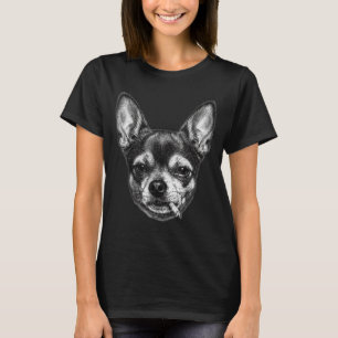 Lustiger Chihuahua-Meme Vintage-Hund raucht Zigare T-Shirt