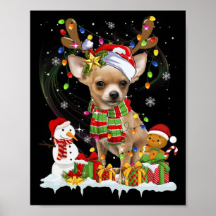 Lustiger Chihuahua Weihnachten hässlicher Hund San Poster