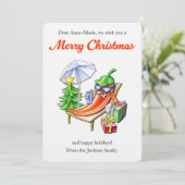 Lustiger Chili auf der Sonnenliege Personalisierte Einladung (Stehend Vorderseite)