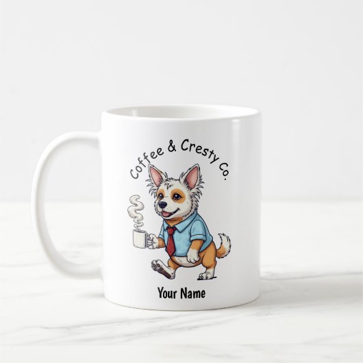 Lustiger Chinesischer Crested Hund Geschäftsanzug Kaffeetasse (Links)
