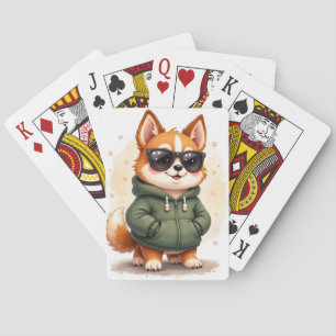 Lustiger Chinook Kawaii Hund Spielkarten