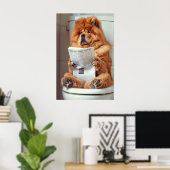 Lustiger Chow Chow Badezimmerdruck, Hund liest Poster (Heimbüro)