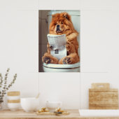 Lustiger Chow Chow Badezimmerdruck, Hund liest Poster (Küche)