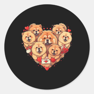 Lustiger Chow Chow Herz Valentinstag Chow Chow Dam Runder Aufkleber