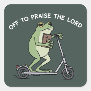 Lustiger christlicher Frosch, der den Herrn lobt,  Quadratischer Aufkleber