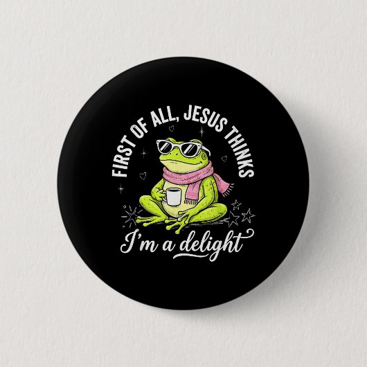 Lustiger christlicher Frosch, der Erste von Jesus Button (Vorderseite)