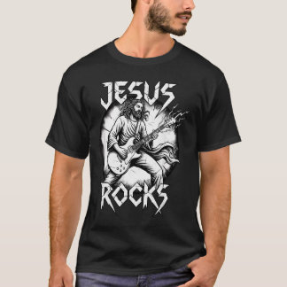 Lustiger Christlicher Gitarrist Jesus T-Shirt