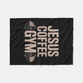Lustiger christlicher Workout Jesus Kaffee Gym Han Fleecedecke (Vorderseite (Horizontal))