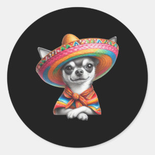 Lustiger Cinco De Mayo Chihuahua-Hundefreund Runder Aufkleber