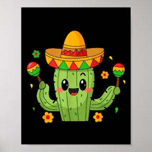 Lustiger Cinco De Mayo Kaktus Sombrero Fiesta  Poster