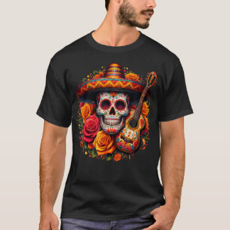 Lustiger Cinco De Mayo Skelett Schädel Fiesta Somb T-Shirt