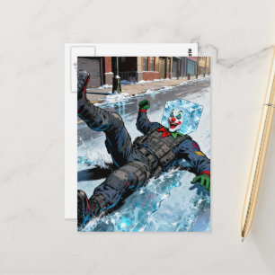 Lustiger Clown-Eiswürfel fällt auf Eis Postkarte