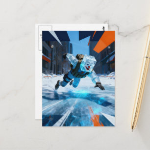 Lustiger Clown-Eiswürfel fällt auf Eis Postkarte