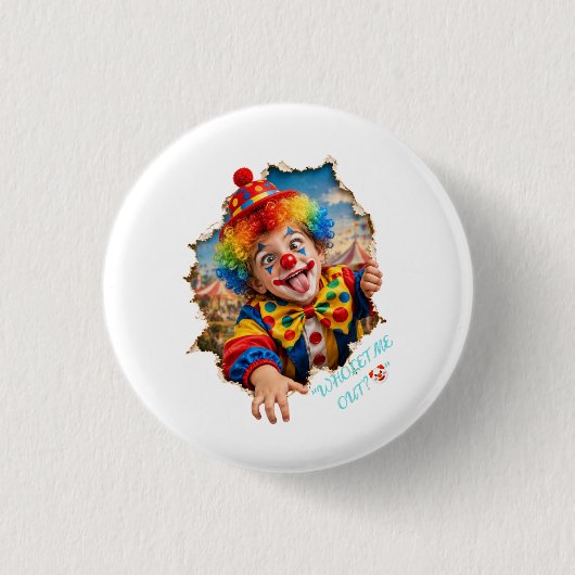 Lustiger Clown-Junge bricht aus Button (Vorderseite)