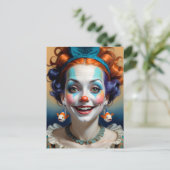 lustiger Clown mit Fischen als Ohrringe Postkarte (Stehend Vorderseite)