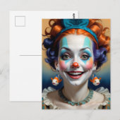 lustiger Clown mit Fischen als Ohrringe Postkarte (Vorne/Hinten)