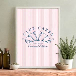 Lustiger Club Carbs Classic French Stripes Pink   Poster
