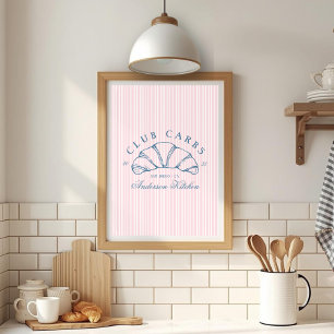 Lustiger Club Carbs Croissant Französische Streife Poster