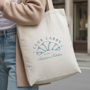 Lustiger Club Carbs Croissant Handgezeichnete Dood Tragetasche