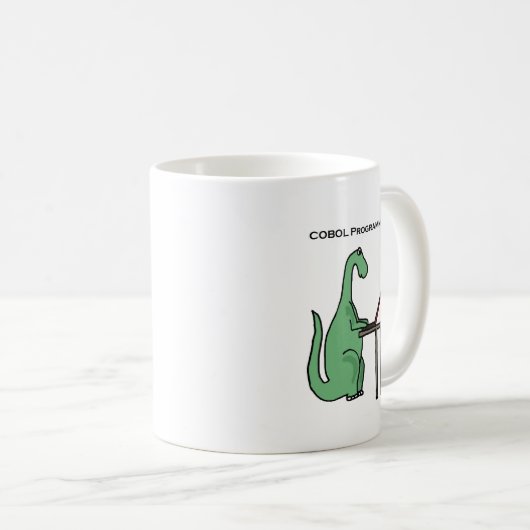 Lustiger COBOL-Programmierer-Dinosaurier Kaffeetasse (VorderseiteRechts)