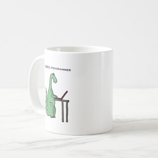 Lustiger COBOL-Programmierer-Dinosaurier Kaffeetasse (Vorderseite Links)