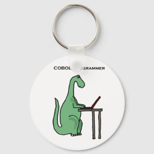 Lustiger COBOL-Programmierer-Dinosaurier Schlüsselanhänger