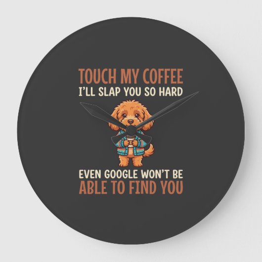 Lustiger Cockapoo Kaffeeliebhaber Große Wanduhr (Vorderseite)