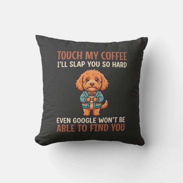 Lustiger Cockapoo Kaffeeliebhaber Kissen (Vorderseite)