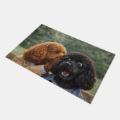 Lustiger Cockapoo-Türvorleger Hundeliebhaber Willk Fußmatte (Schrägansicht)