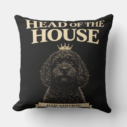 Lustiger Cockapoo-Vater-Geschenk | Chef des Hauses Kissen (Vorderseite)